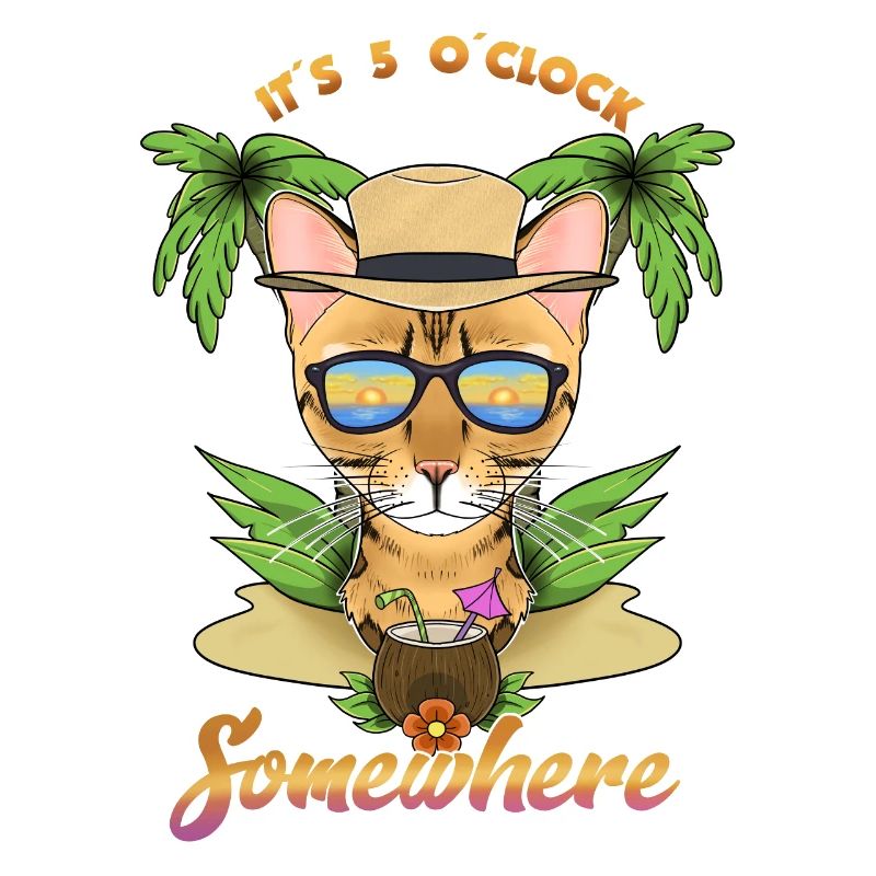 It Is 5 OClock Somewhere Drinking Bengal Cat