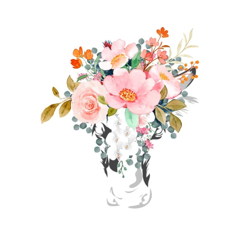 KUHKOPF MIT BLÜTEN