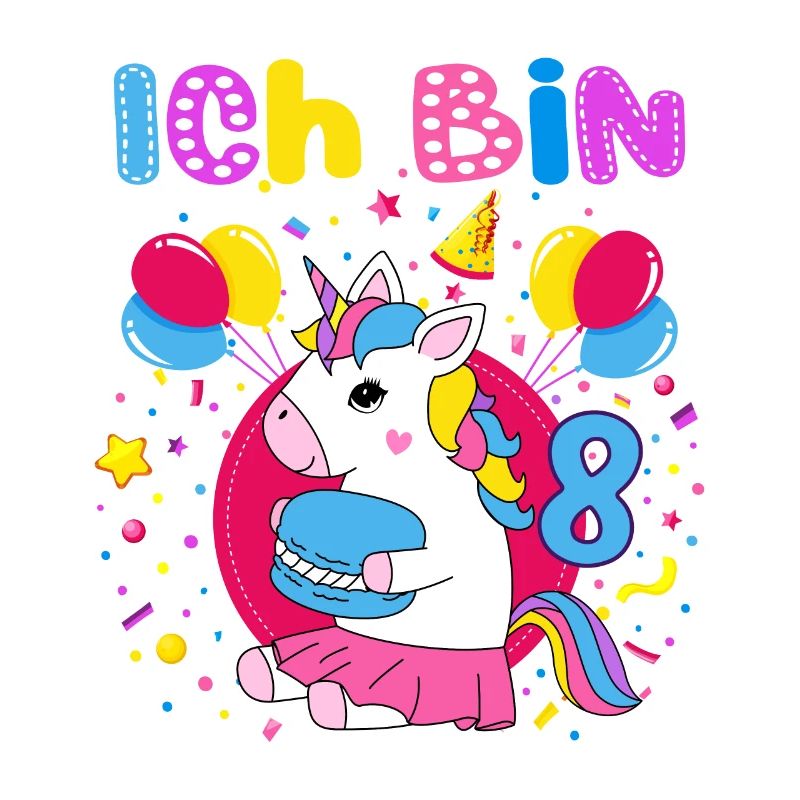 8. Geburtstag Mädchen Ich bin 8 Jahre mit Einhorn