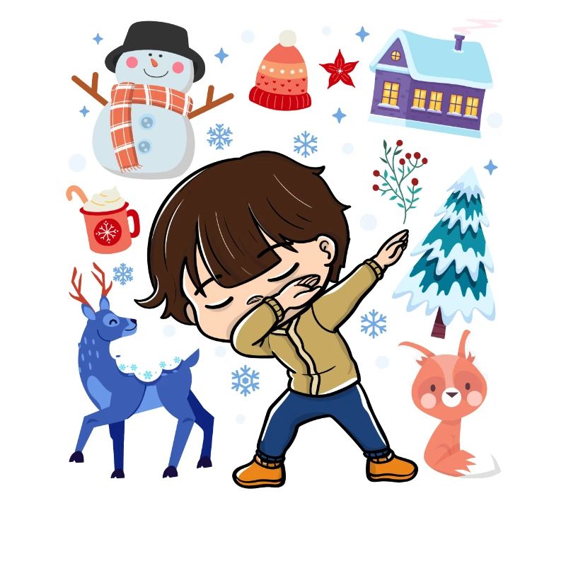 Dabbed Young Snow Deer Winter Temperate