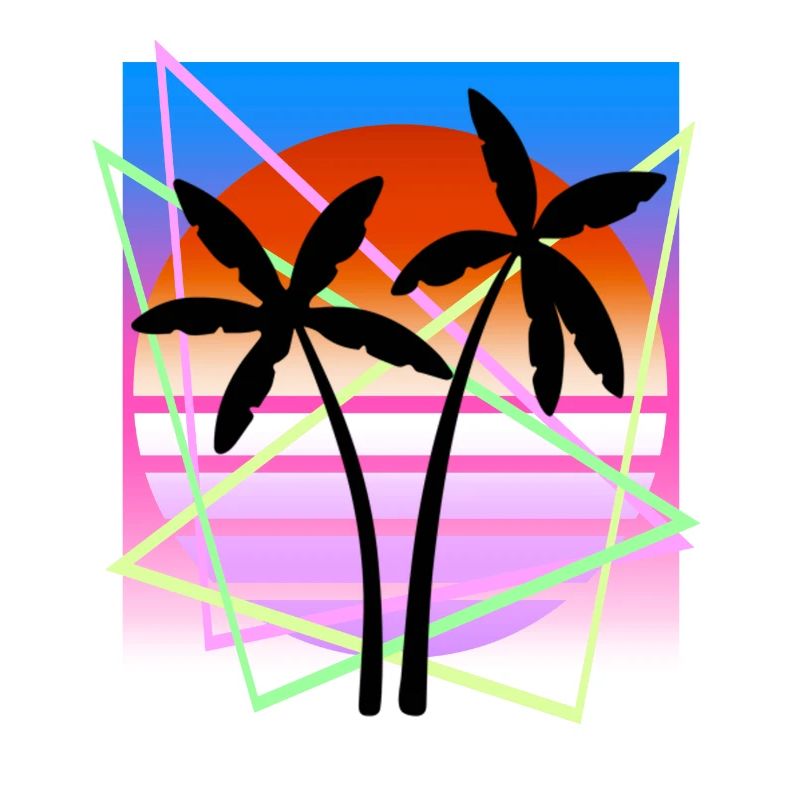 Cool Retro Palm Tree Island Vapor Wave Designs