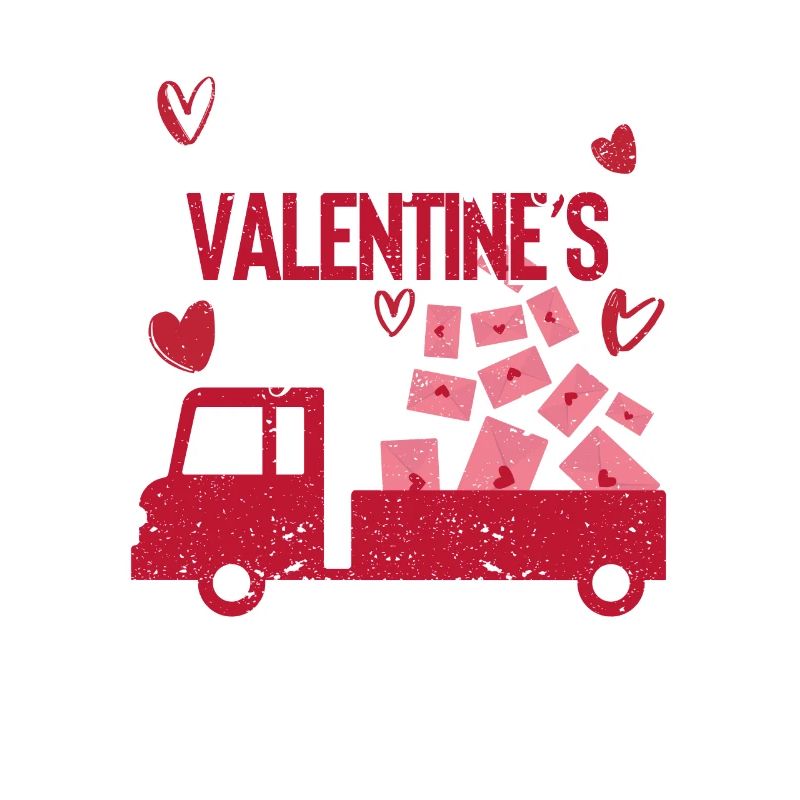Joyeuse Saint-Valentin Camion rouge avec courrier postal