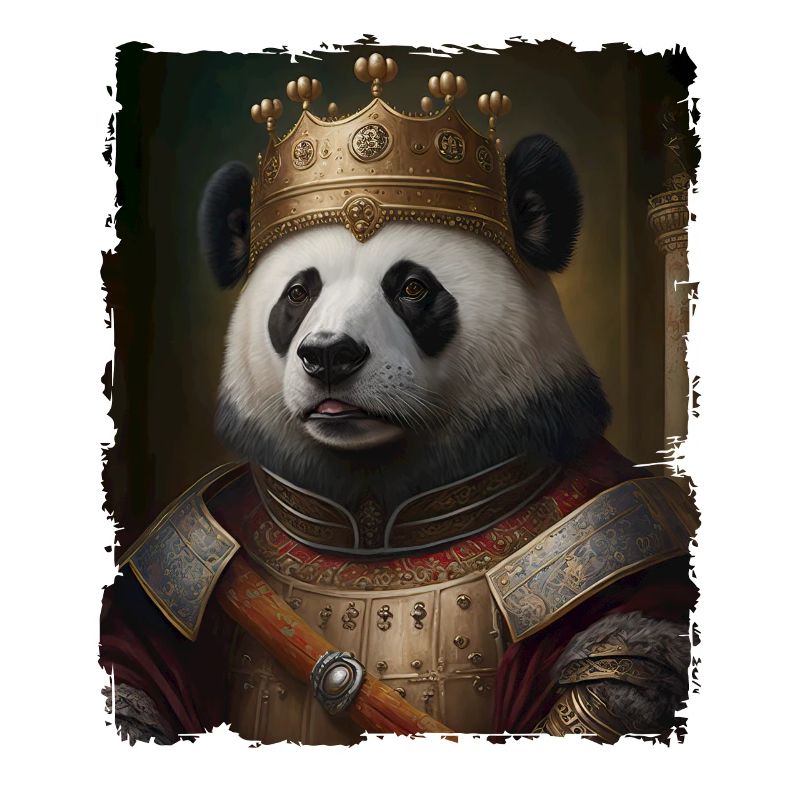 Renaissance Pet Portrait Géant Panda King Crown