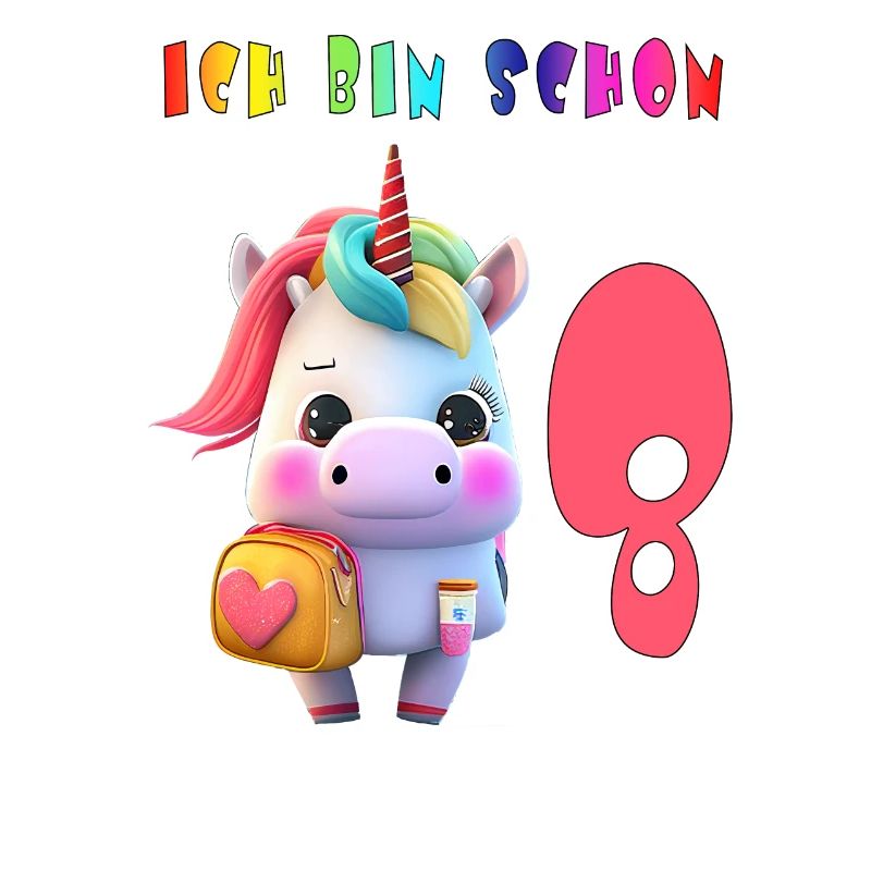Ich bin schon 8 Süsses Einhorn mit Rucksack Motiv