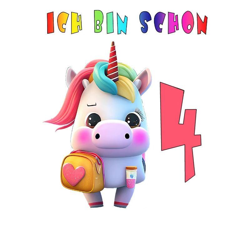 Ich bin schon 4 Süsses Einhorn mit Rucksack Motiv