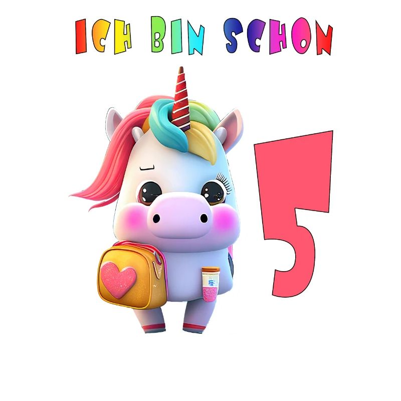 Ich bin schon 5 Süsses Einhorn mit Rucksack Motiv