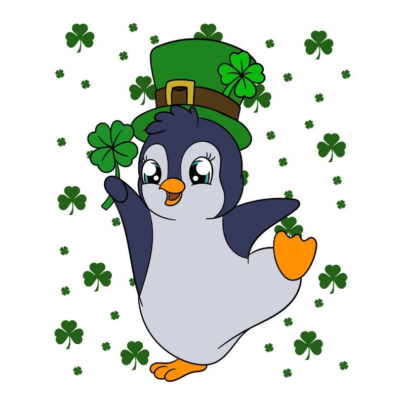 Manchot mignon Trèfle Saint-Patrick Pingouin
