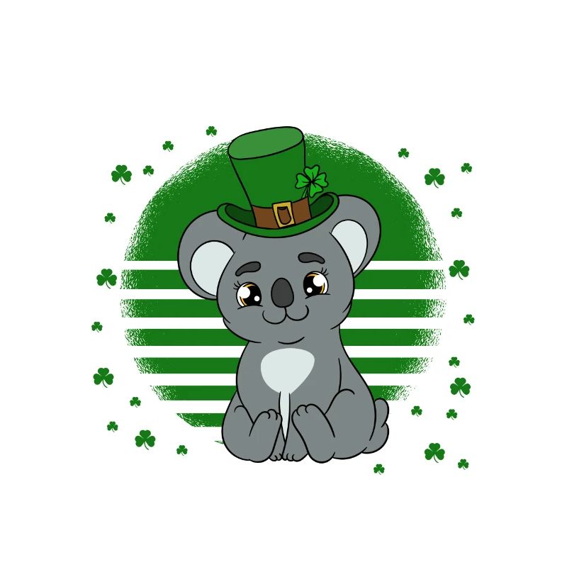 Koala mignon avec chapeau Saint Patrick