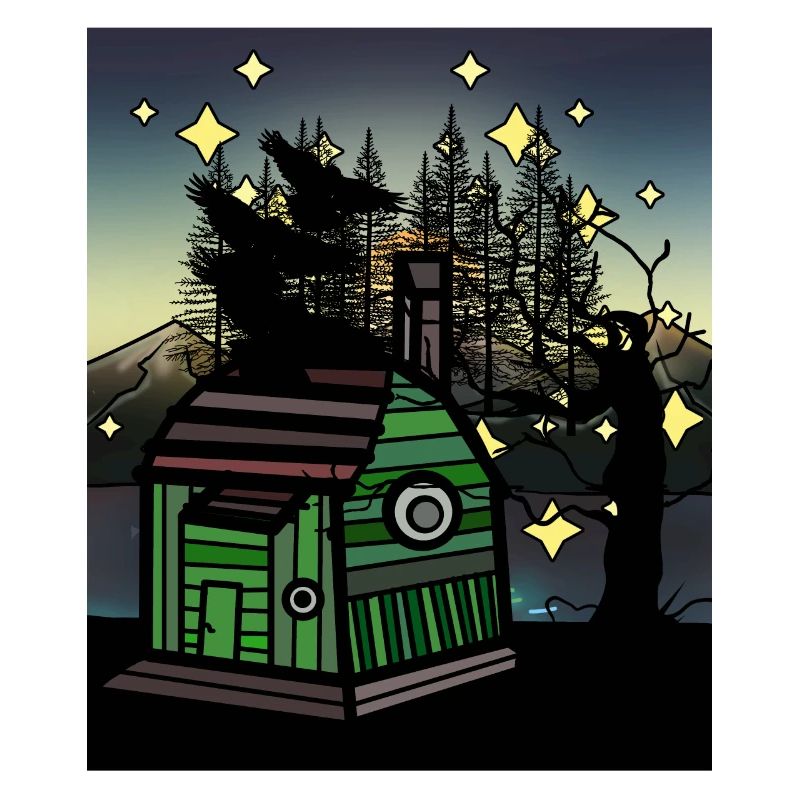 hut, forest, ravens, forest dwellers, living, construction trailer