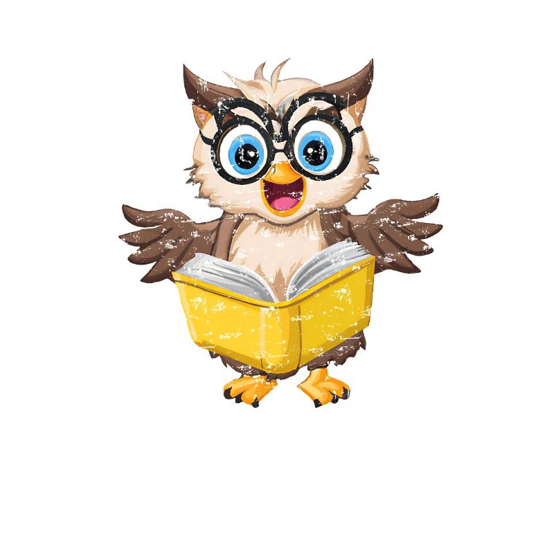 Niedliche Eule mit Nerd-Brille, die ein Buch liest