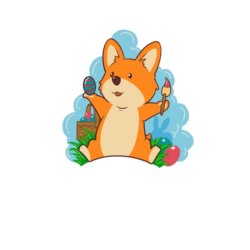 Corgi paints Easter eggs at Easter - Corgi Easter