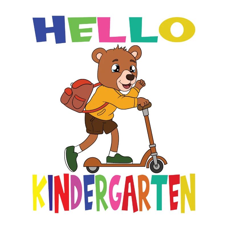 Hello Kindergarten Bear With Scooter