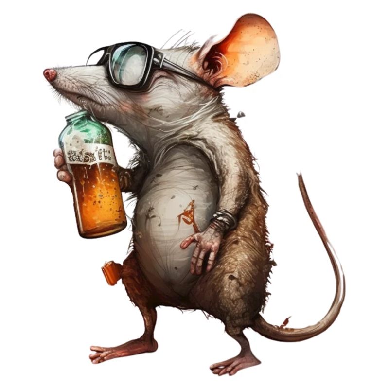 Funny beer mouse with glasses