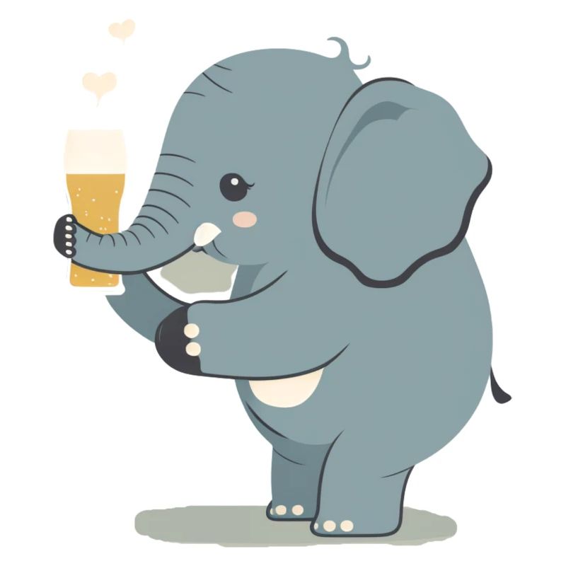 Süßer Elefant trinkt ein großes Glas Bier