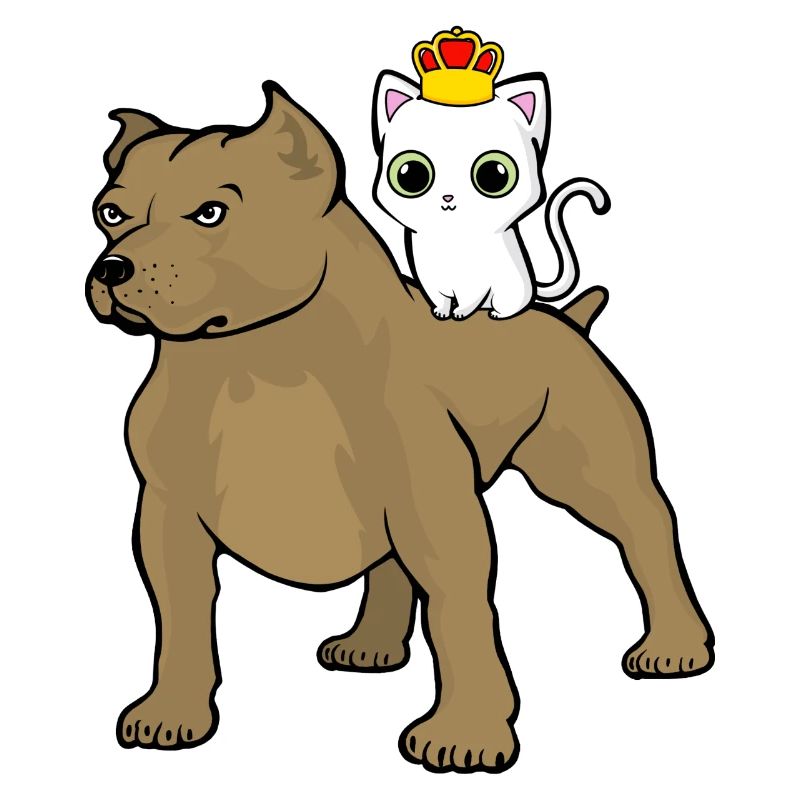 Mignon chat chien pitbull animal de compagnie