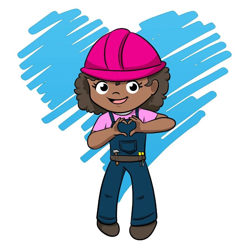 Bagger Baustelle Bauarbeiterin Mädchen I Geschenk