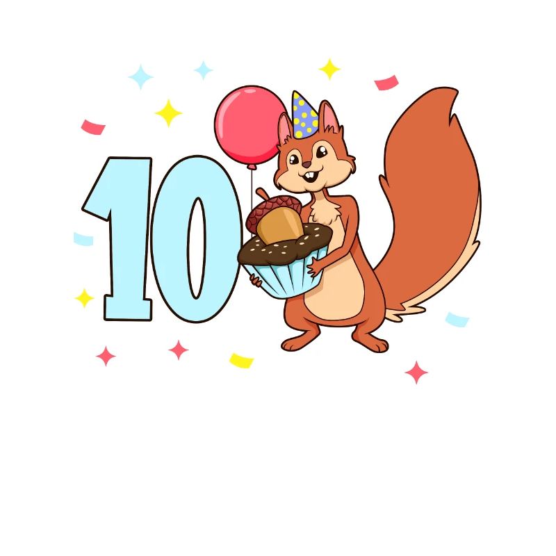 Mit Eichhörnchen - Kinder Geburtstag 10 Jahre