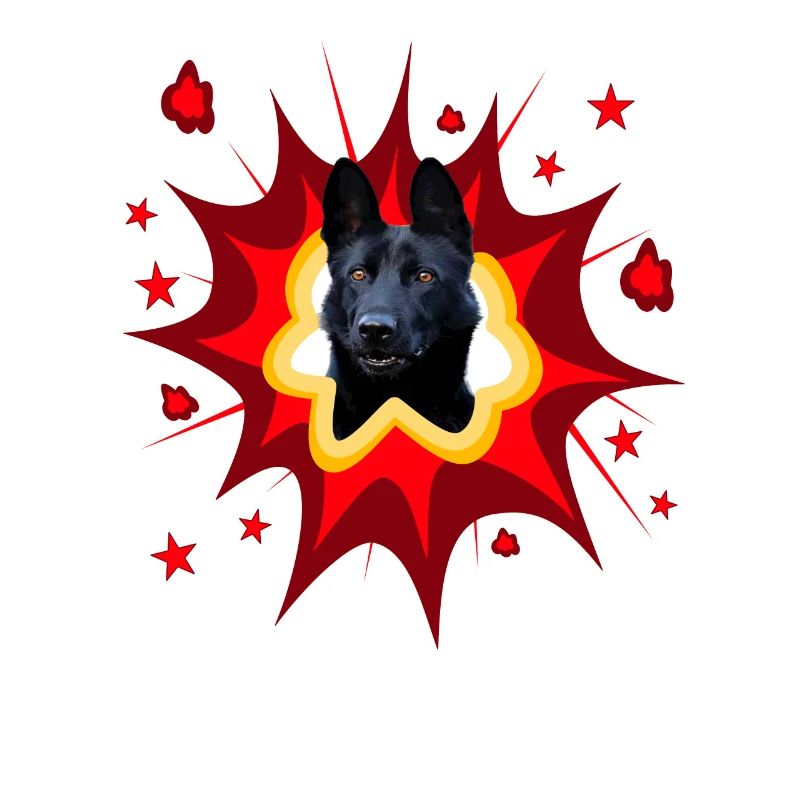 Comic Dog Design - Pow - Black Shepherd