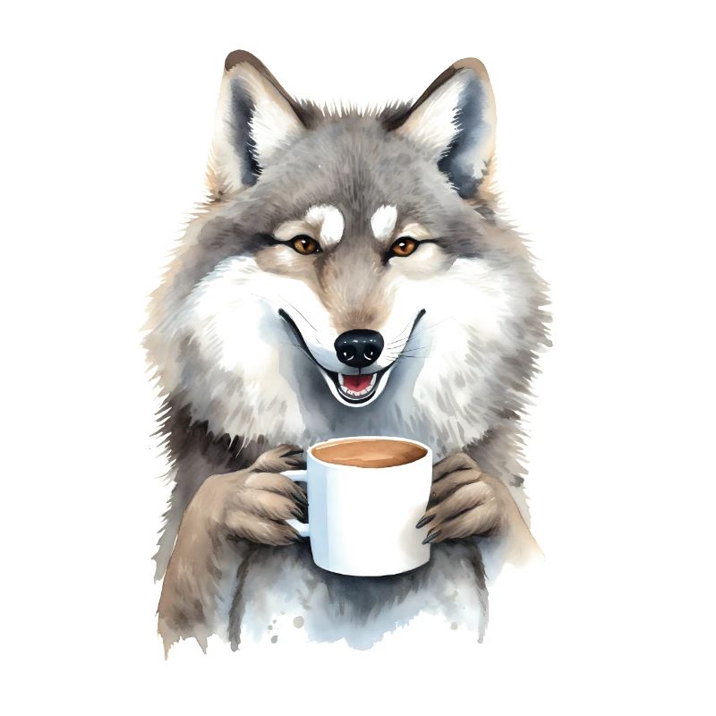 Wolf avec style aquarelle café