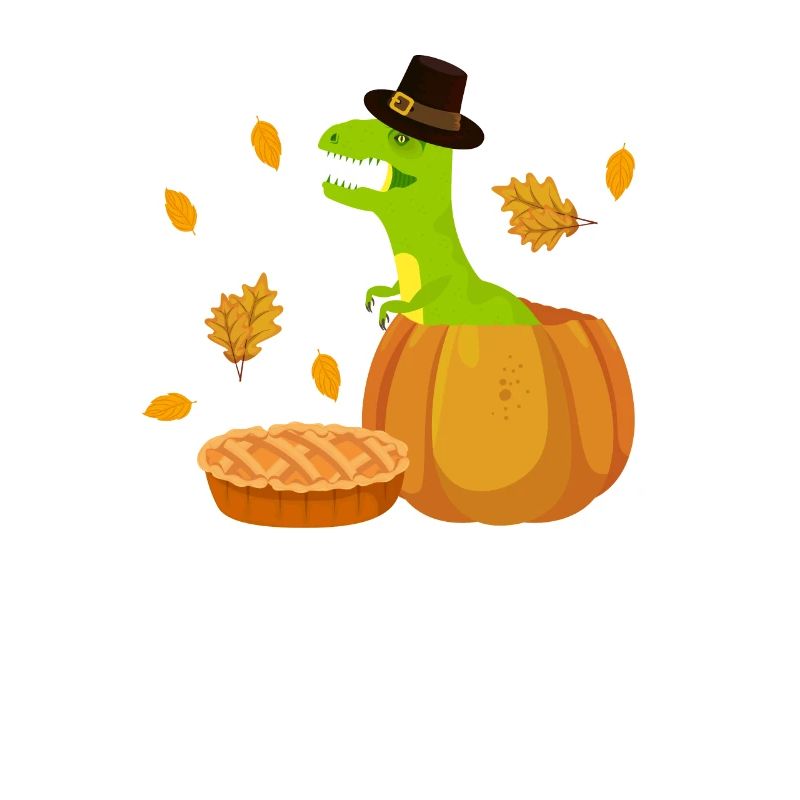 Pilgrim Trex Dinosaur Pumpkin Pie Thanksgiving