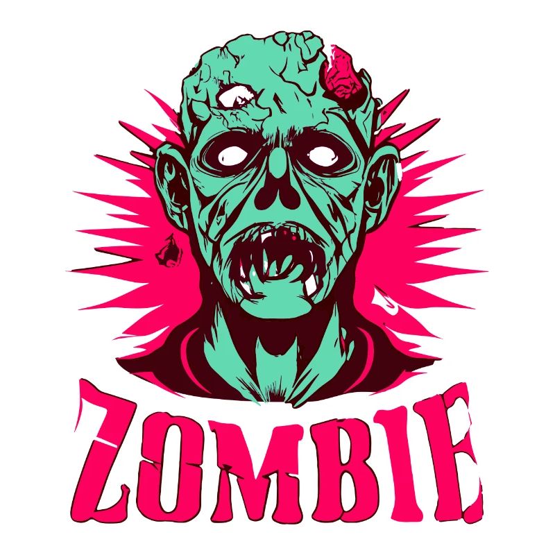 Neon Zombie Head Pop Art