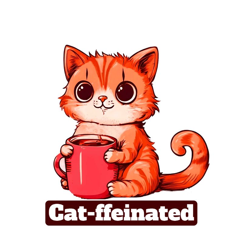 Funny Cat Drinking Coffee