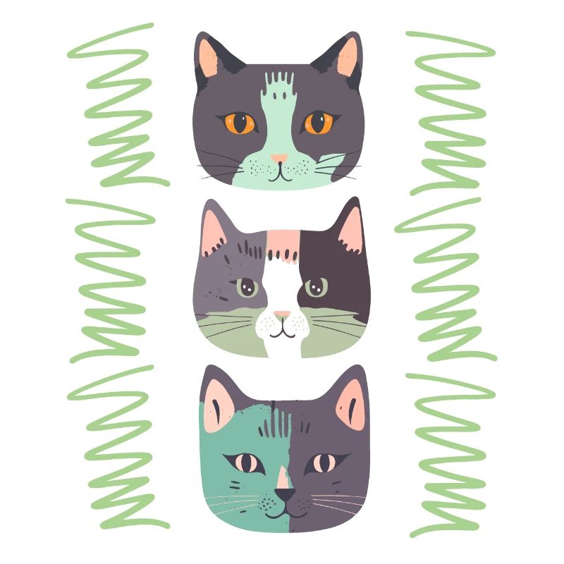 Cat Head, Three Cats, Cat Faces