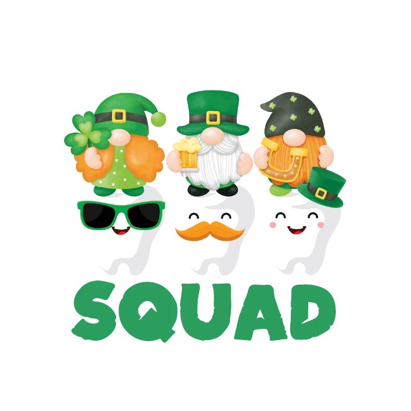 Dental Squad Tooth Cute Gnome Saint Patricks