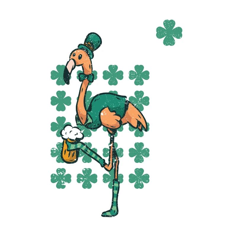 Flamant rose irlandais oiseau vert Saint-Patrick