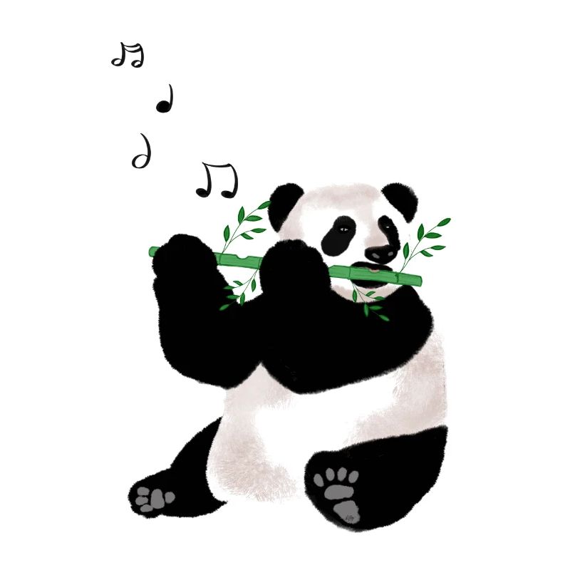 Panda Playing the Flute