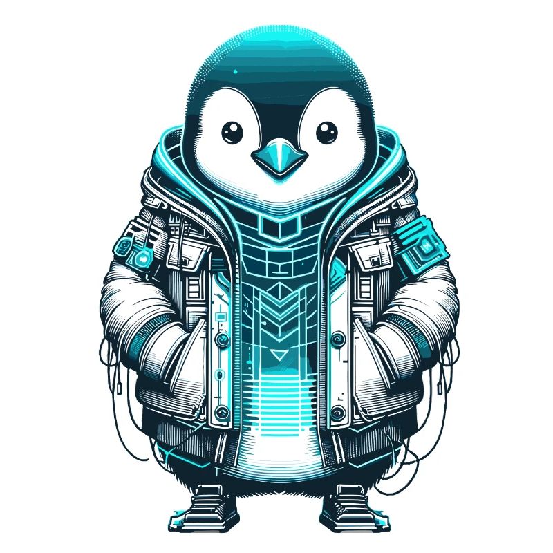 Cool Synthwave Cyberpunk penguin Lover Gift