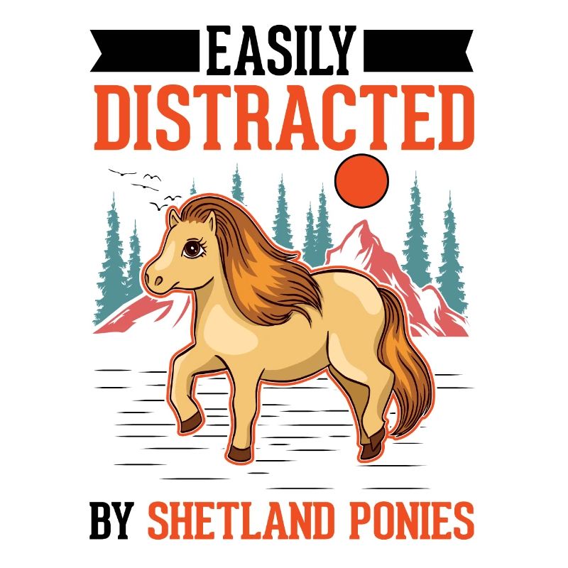 Facilement distrait par les poneys Shetland Shetty