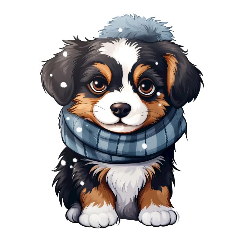 Chiot Bouvier bernois en hiver