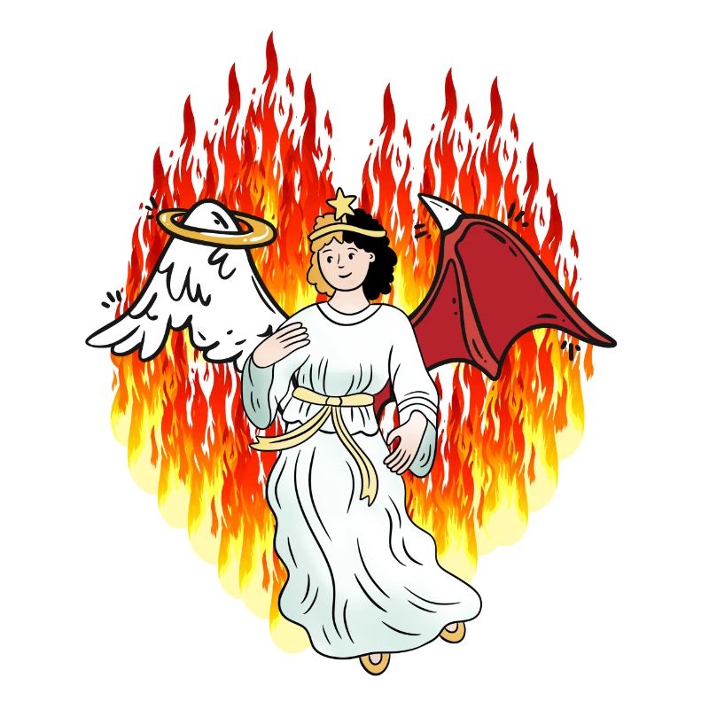 Fiery Hell Beyond Angel Satan Horror Devil