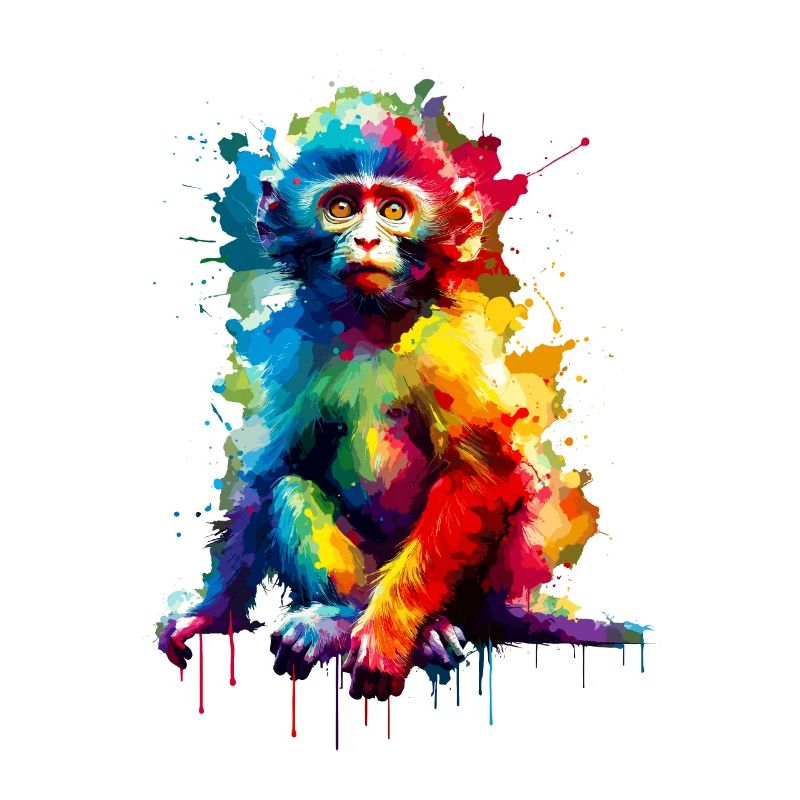 Coloré Splash Art Monkey Lover Ape Chimpanzé