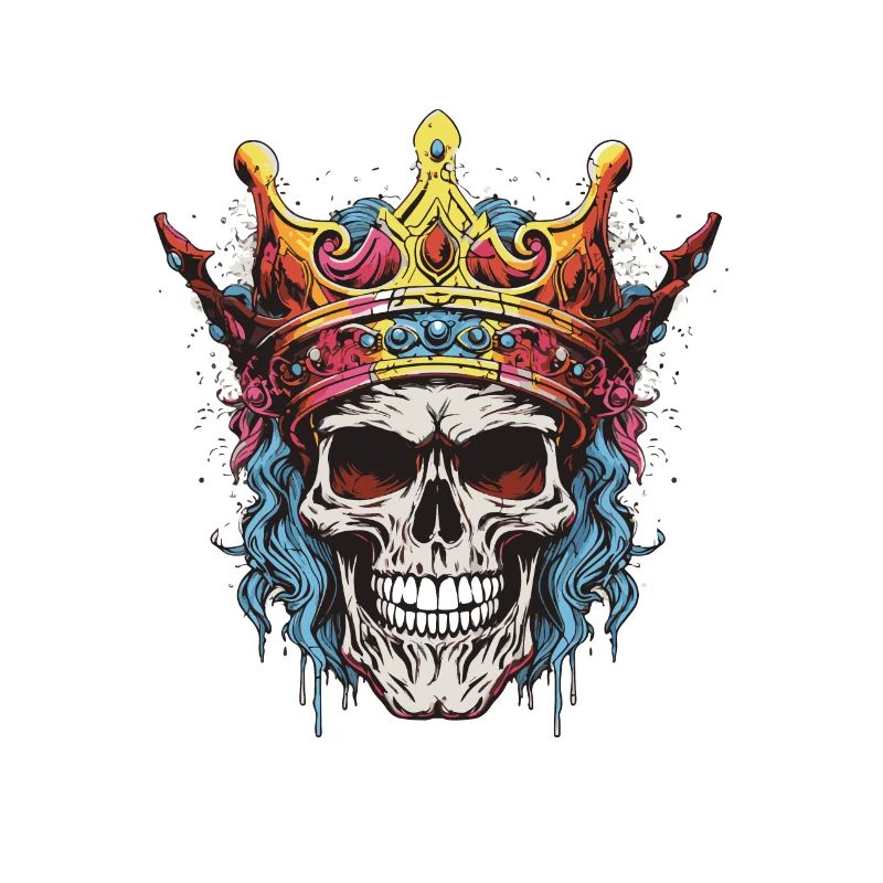 Skull King Crown Skeleton Pop Art