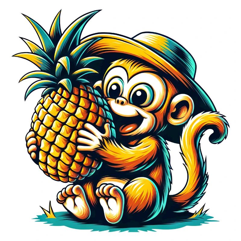 Monkey Chimpanzee Pineapple Comic Fruity Sweet