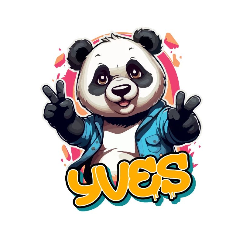 YVES - Beau prénom de garçon avec un panda cool
