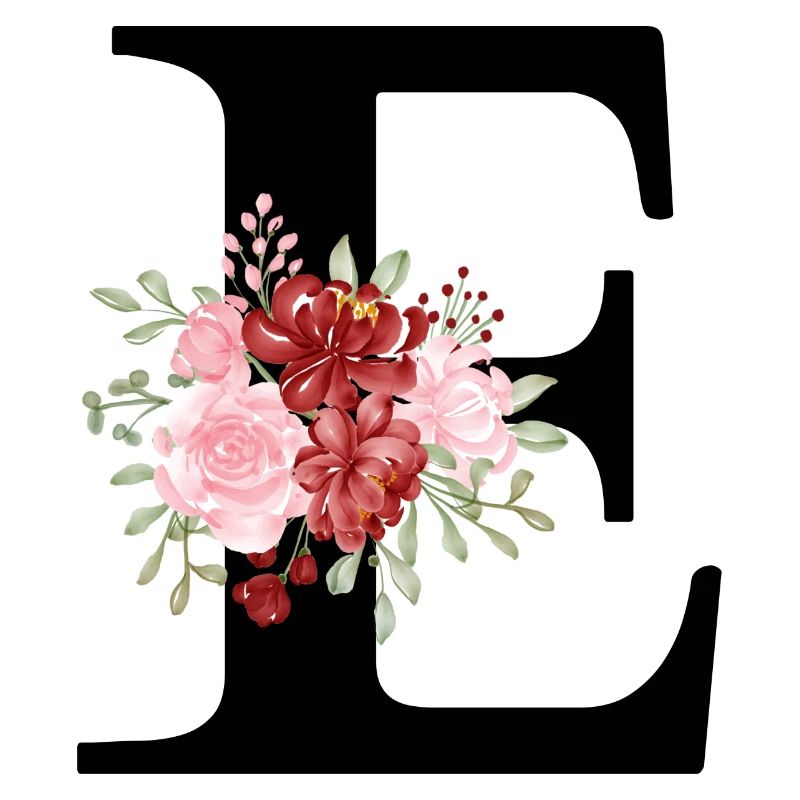 Red Floral Letter E