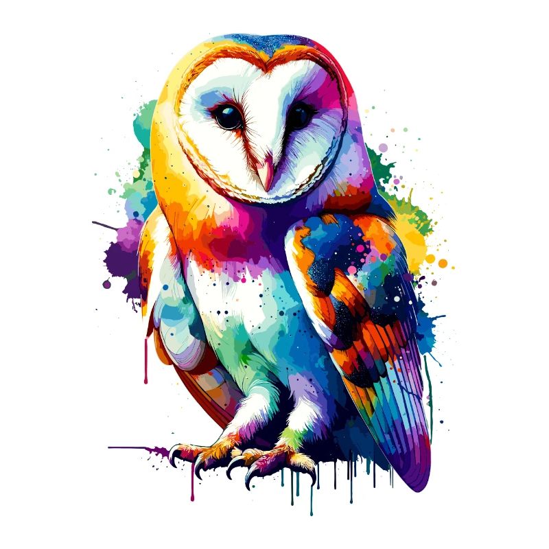 Bunte Splash Art Schleiereule Eulen