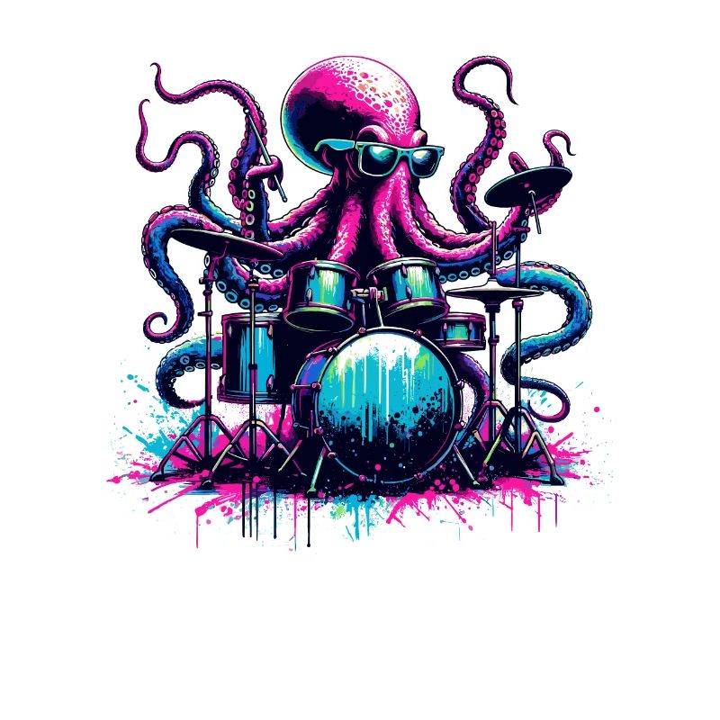 Octopus Playing Drums Drum Drummer Drumming