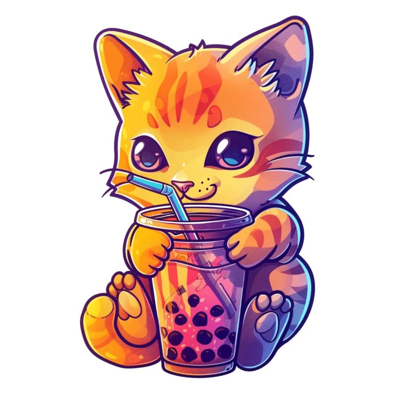 Bubble Tea Getränk Lover Kitten Drink Comic
