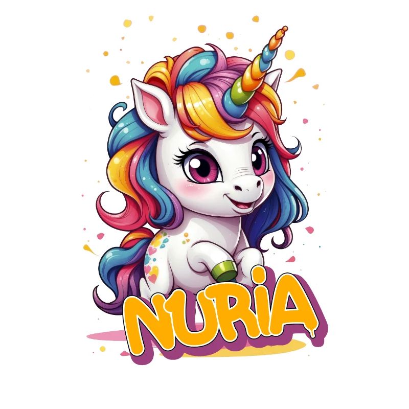 NURIA - Schöner Mädchen Name mit süßem Einhorn