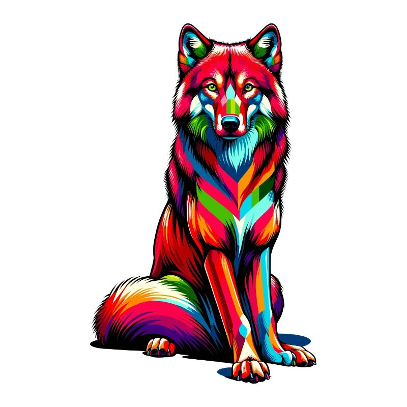 Bunte Pop Art Roter Wolf Liebhaber Wölfe