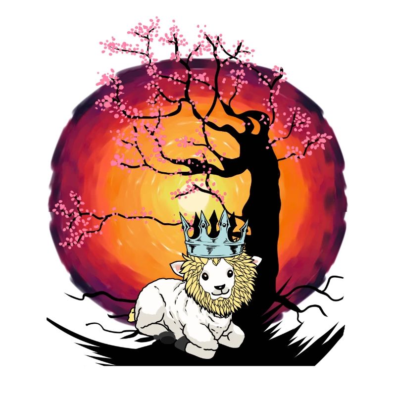 Tree, Cherry Blossom, Cherry Blossom, Sheep, Lion, Crown