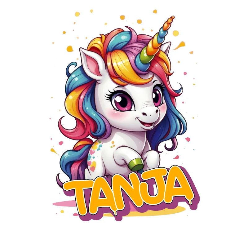 TANJA - Schöner Mädchen Name mit süßem Einhorn
