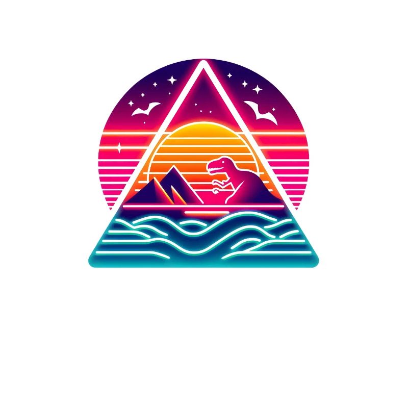 Retro dinosaur in the 80s triangle