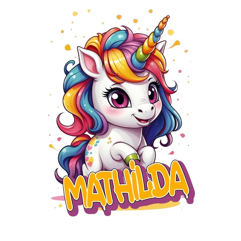 MATHILDA - Schöner Mädchen Name mit süßem Einhorn