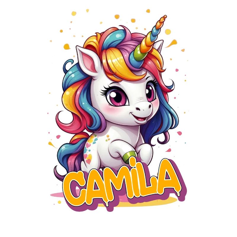 CAMILA - Schöner Mädchen Name mit süßem Einhorn