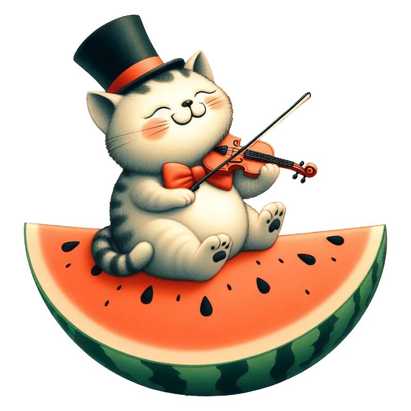 Chat Violon Chapeau Haut de Forme Musique Classique Violon Melo
